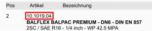 Balflex Schlauch identifizieren